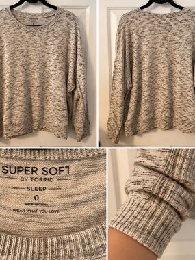 torrid Cream Marled Super Soft Crewneck Sweater